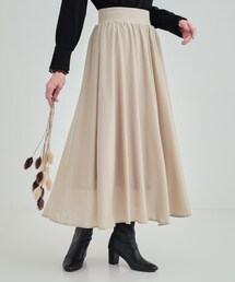 DRESKIP | ウエストリブで無理せずキレイ　艶やかに彩る サテンフレアスカート(スカート)