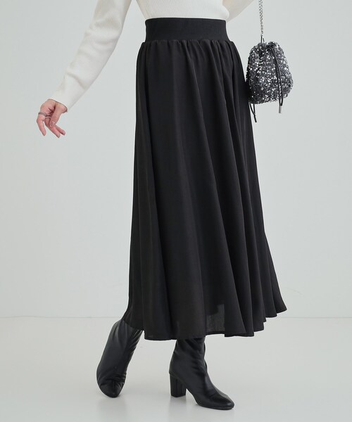 DRESKIP(ドレスキップ)の「◆ウエストリブで無理せずキレイ 艶やかに彩る サテンフレアスカート(スカート・レディース・ブラック/ライトベージュ/ブラウン系その他・03/02/04)」の2枚目の写真