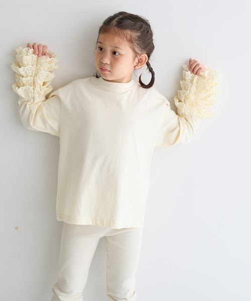 LOWRYS FARM（ローリーズファーム）の「ソデレースフリルＬＳ　152892（Tシャツ/カットソー・キッズ・アイボリー/ブラック/ホワイト・110cm/120cm/130cm/140cm/150cm）」の8枚目の写真