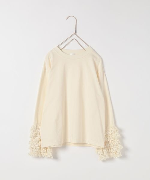 LOWRYS FARM（ローリーズファーム）の「ソデレースフリルＬＳ　152892（Tシャツ/カットソー・キッズ・アイボリー/ブラック/ホワイト・110cm/120cm/130cm/140cm/150cm）」の21枚目の写真