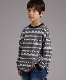 PAIRMANON STREET | 【PAIRMANON STREET】エスニック 総柄 プリント ビッグシルエット 長袖 Tシャツ(Tシャツ/カットソー)