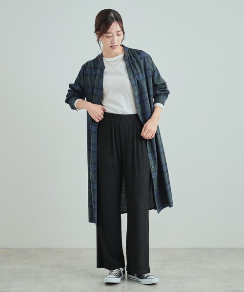 DRESKIP（ドレスキップ）の「【S-LL】頼れる1枚 フライスコットン クルーネックロンT（Tシャツ/カットソー・レディース・ダークブラウン/オフホワイト/ブラック/ライトベージュ・01/02/03/04）」の7枚目の写真