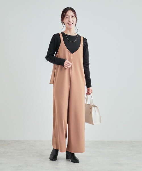 DRESKIP（ドレスキップ）の「【S-LL】頼れる1枚 フライスコットン クルーネックロンT（Tシャツ/カットソー・レディース・ダークブラウン/オフホワイト/ブラック/ライトベージュ・01/02/03/04）」の11枚目の写真