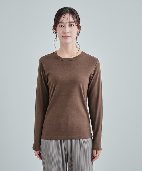 DRESKIP（ドレスキップ）の「【S-LL】頼れる1枚 フライスコットン クルーネックロンT（Tシャツ/カットソー・レディース・ダークブラウン/オフホワイト/ブラック/ライトベージュ・01/02/03/04）」の21枚目の写真