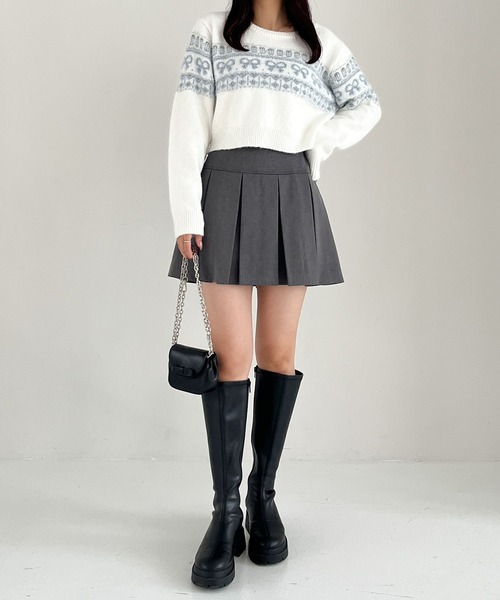 Heather(ヘザー)の「ラメリボンモチーフニット 250156(ニット/セーター・レディース・ブラック/グレー/オフホワイト・FREE)」の5枚目の写真