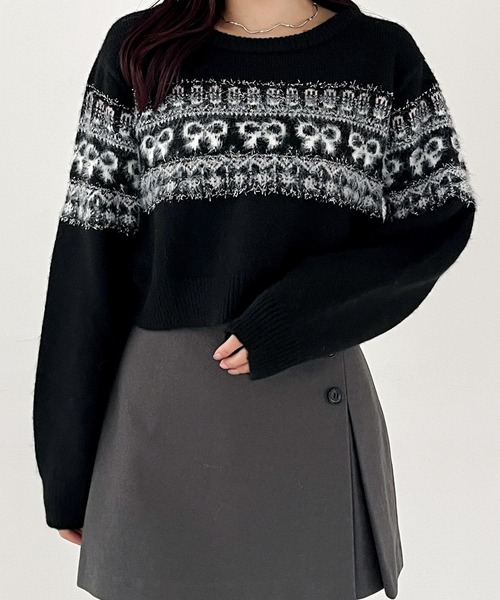 みりあん☺︎⑧ セール】ラメリボンモチーフニット 250156（ニット/セーター