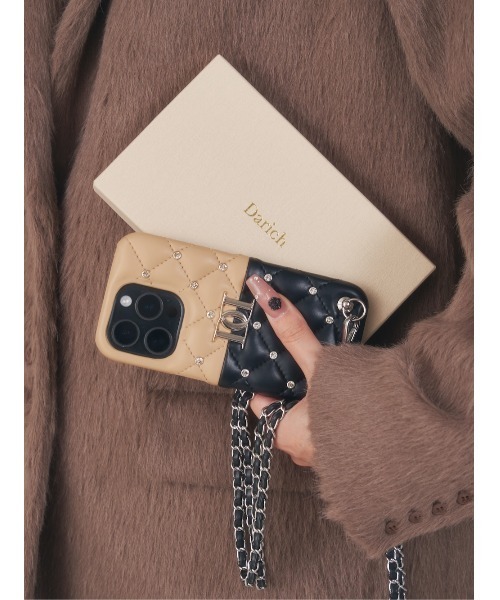 バイカラービジューロゴPhoneケース（スマホケース/カバー
