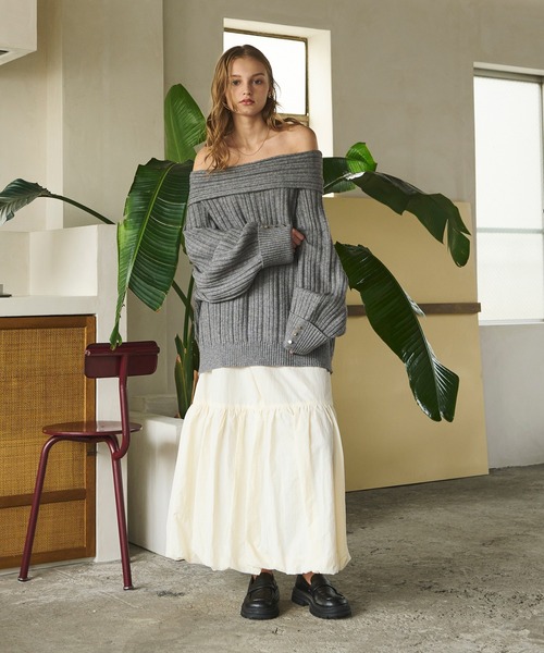 loin nuit(ロワンニュイ)の「ribbon balloon skirt / リボンバルーンスカート(スカート・レディース・アイボリー/ブラック・FREE)」の12枚目の写真