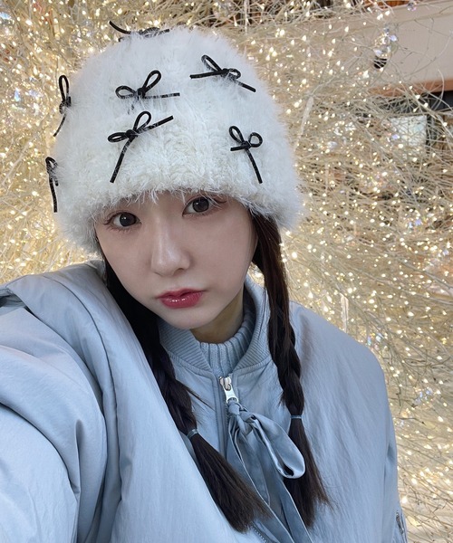 poiregnee（ポワニェ）の「［select］リボンニットキャップ（ニットキャップ/ビーニー・レディース・アイボリー・FREE）」の4枚目の写真