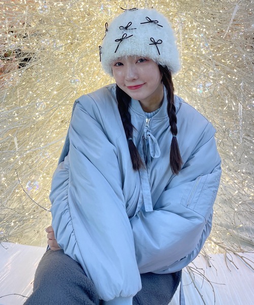 poiregnee（ポワニェ）の「［select］リボンニットキャップ（ニットキャップ/ビーニー・レディース・アイボリー・FREE）」の6枚目の写真