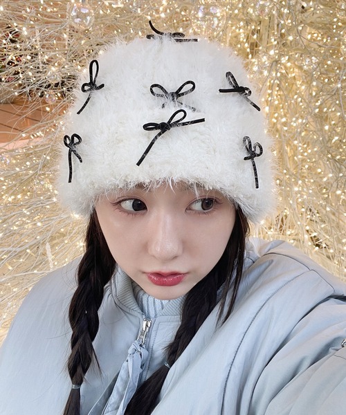 poiregnee（ポワニェ）の「［select］リボンニットキャップ（ニットキャップ/ビーニー・レディース・アイボリー・FREE）」の7枚目の写真