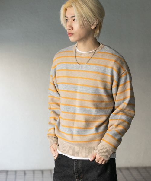 セール】ウールブレンドボーダークルーネックニット（ニット/セーター