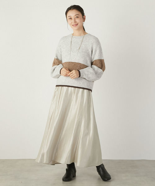 MELROSE claire（メルローズ クレール）の「【ラメフェザーバイカラープルオーバー】（ニット/セーター・レディース・ライトグレー/ブラック/ダークオレンジ・FREE）」の8枚目の写真