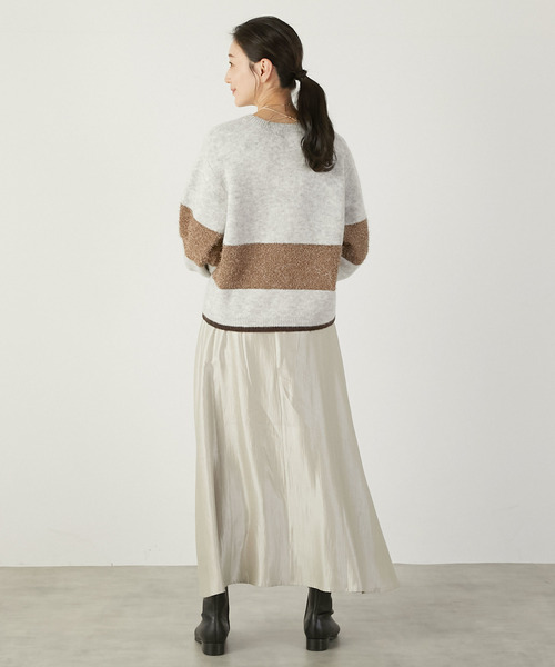 MELROSE claire（メルローズ クレール）の「【ラメフェザーバイカラープルオーバー】（ニット/セーター・レディース・ライトグレー/ブラック/ダークオレンジ・FREE）」の10枚目の写真