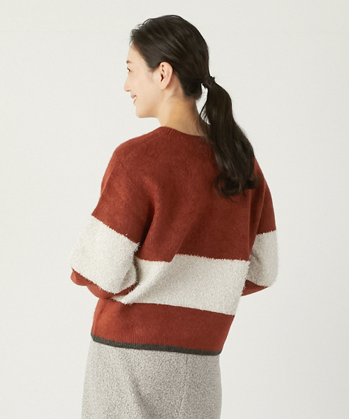 MELROSE claire（メルローズ クレール）の「【ラメフェザーバイカラープルオーバー】（ニット/セーター・レディース・ライトグレー/ブラック/ダークオレンジ・FREE）」の13枚目の写真