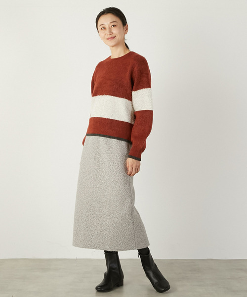 MELROSE claire（メルローズ クレール）の「【ラメフェザーバイカラープルオーバー】（ニット/セーター・レディース・ライトグレー/ブラック/ダークオレンジ・FREE）」の16枚目の写真