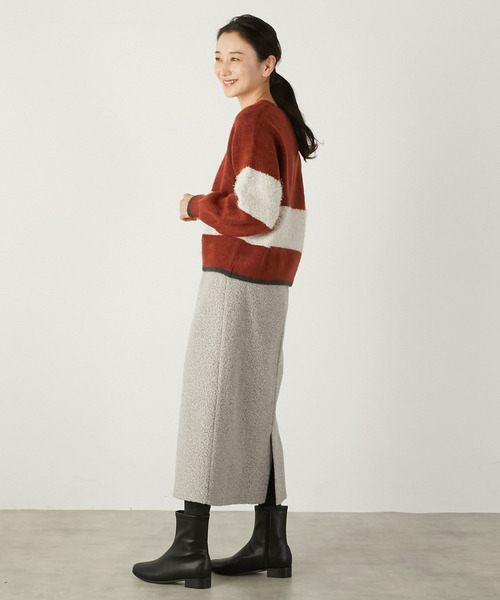 MELROSE claire（メルローズ クレール）の「【ラメフェザーバイカラープルオーバー】（ニット/セーター・レディース・ライトグレー/ブラック/ダークオレンジ・FREE）」の17枚目の写真