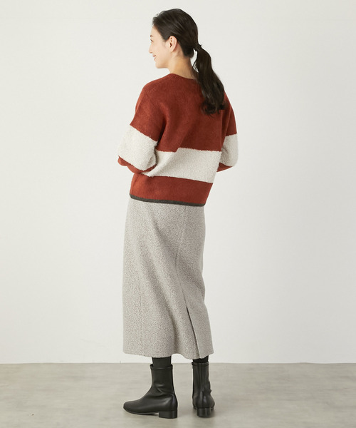 MELROSE claire（メルローズ クレール）の「【ラメフェザーバイカラープルオーバー】（ニット/セーター・レディース・ライトグレー/ブラック/ダークオレンジ・FREE）」の18枚目の写真