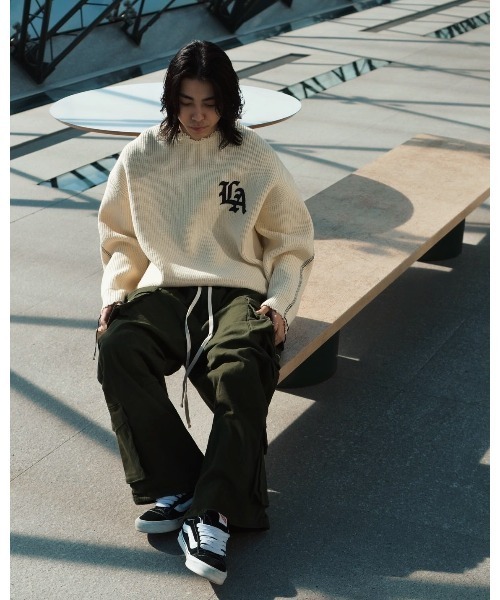 ANDRAP(アンドラップ)の「ANDRAP/アンドラップ/WIDE FLARE CARGOPANTS/ワイドフレアカーゴパンツ(カーゴパンツ・メンズ・ブラック/カーキ・M/L/XL/S)」の10枚目の写真