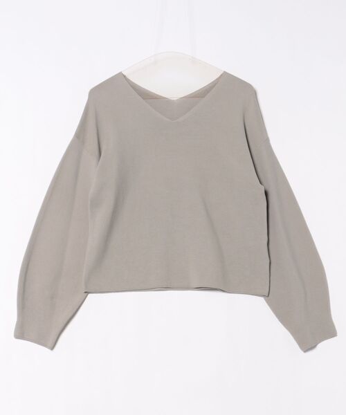 ニット セーター 「AECA BLANC」アエカブラン/ハイツイストコットン パフスリーブ Vネックニット レディース AECA BLANC】アエカブラン/ハイツイストコットン パフスリーブ V