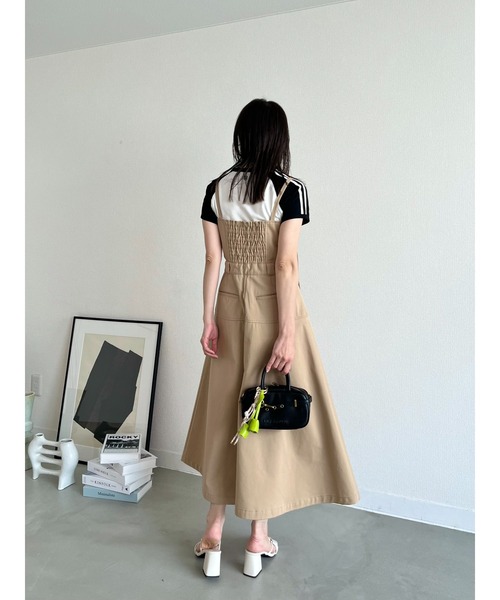 LILY BROWN(リリーブラウン)の「【Dickies×LILYBROWN】カットアウトコルセットフレアジャンスカ(ワンピース・レディース・ネイビー/ベージュ/ピンク・1/0)」の6枚目の写真