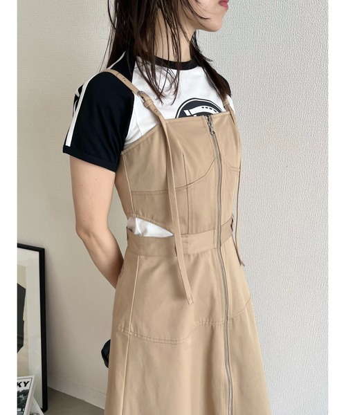 LILY BROWN(リリーブラウン)の「【Dickies×LILYBROWN】カットアウトコルセットフレアジャンスカ(ワンピース・レディース・ネイビー/ベージュ/ピンク・1/0)」の7枚目の写真