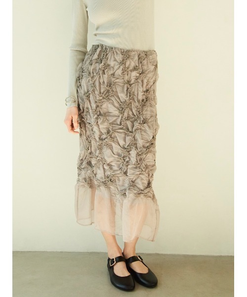 MilaOmen＊今期シャーリングシアーストレートスカート未使用試着のみ MilaOmen＊今期シャーリングシアーストレートスカート未使用試着