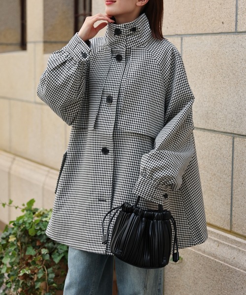 OBLI チェックフレアトレンチコート OBLI チェックフレアトレンチコート