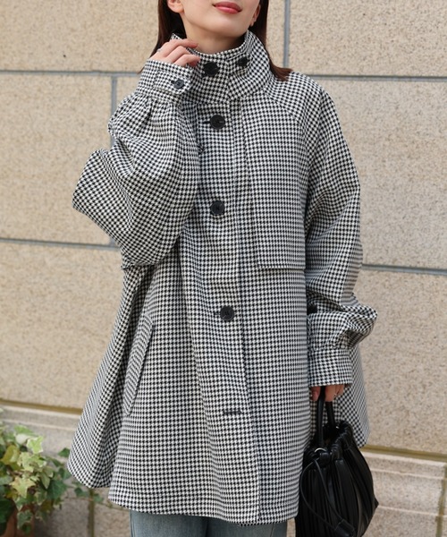 新色：ブラック系その他(千鳥格子)
model：162cm 着用サイズ：F