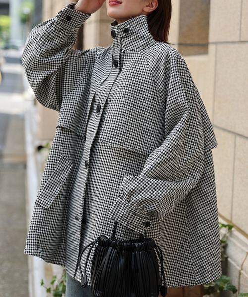新色：ブラック系その他(千鳥格子)
model：162cm 着用サイズ：F