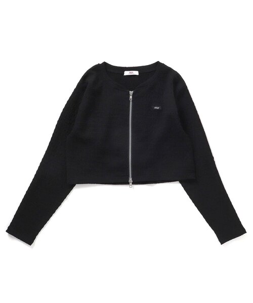 algy（アルジー）の「ポコポコダブルジップカーデ（カーディガン/ボレロ・キッズ・ブラック/アイボリー/サックスブルー・XX-SMALL/X-SMALL/MEDIUM/SMALL）」の7枚目の写真