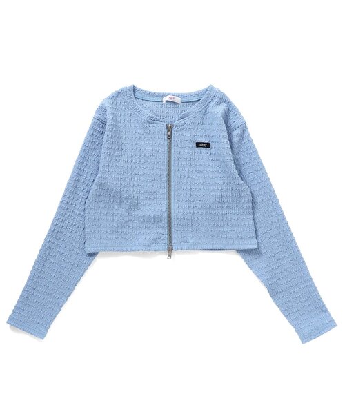 algy（アルジー）の「ポコポコダブルジップカーデ（カーディガン/ボレロ・キッズ・ブラック/アイボリー/サックスブルー・XX-SMALL/X-SMALL/MEDIUM/SMALL）」の8枚目の写真