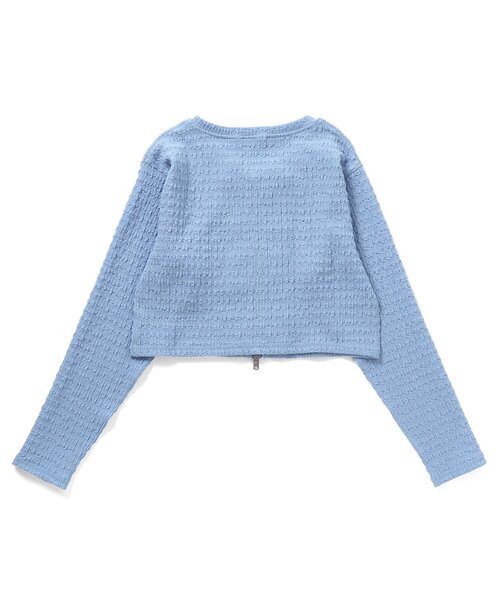 algy（アルジー）の「ポコポコダブルジップカーデ（カーディガン/ボレロ・キッズ・ブラック/アイボリー/サックスブルー・XX-SMALL/X-SMALL/MEDIUM/SMALL）」の9枚目の写真