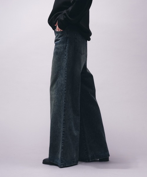 selle glant(セレグランテ)の「VINTAGE LIKE WIDE DENIM PANTS/ヴィンテージライクワイドデニムパンツ(デニムパンツ・メンズ・インディゴブルー/ブラック・SMALL/MEDIUM/LARGE)」の12枚目の写真