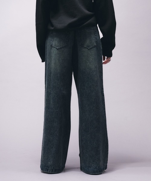 ワイドバギーヴィンテージライクデニムパンツ　soerte WIDE BUGGY VINTAGE LIKE DENIM PANTS ' MUD DYEING / WASHED
