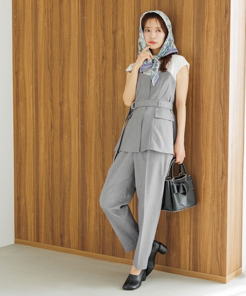 mysty woman(ミスティウーマン)の「【セットアップ着用可】ウエストベルトテーパードパンツ 320387(その他パンツ・レディース・ホワイト系その他/グレー/チャコールグレー・FREE)」の4枚目の写真