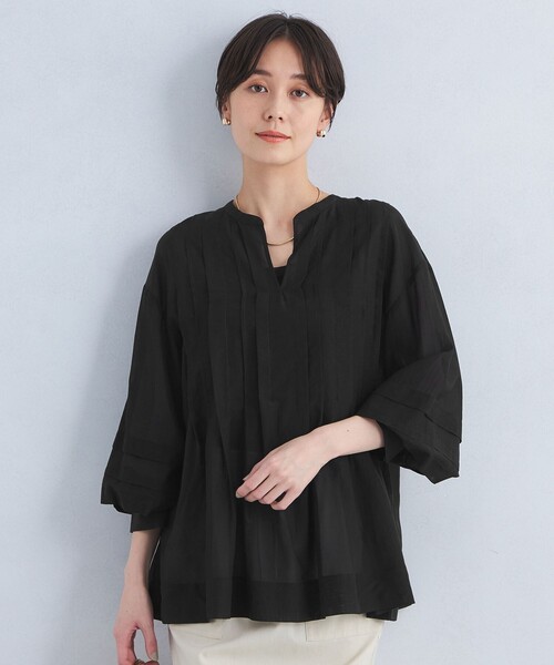 green label relaxing（グリーンレーベルリラクシング）の「ソデ タック ボリュームスリーブ ブラウス（シャツ/ブラウス・レディース・ブラック/ホワイト/コバルトブルー・FREE）」の3枚目の写真