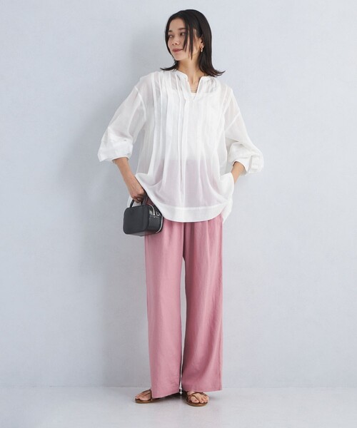 green label relaxing（グリーンレーベルリラクシング）の「ソデ タック ボリュームスリーブ ブラウス（シャツ/ブラウス・レディース・ブラック/ホワイト/コバルトブルー・FREE）」の9枚目の写真