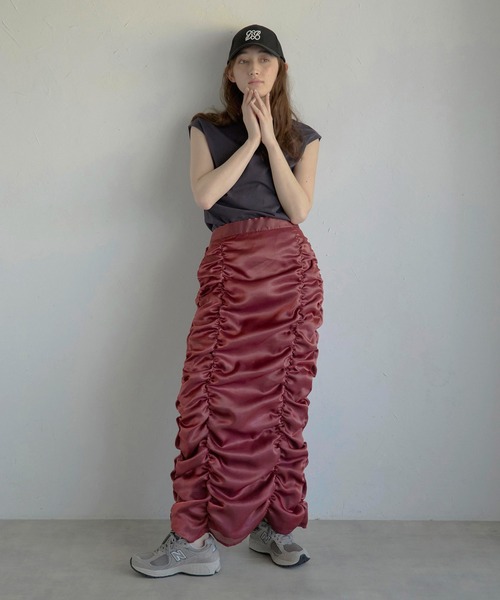foil organza gathered nylon skirt / 箔オーガンジーギャザーナイロンスカート