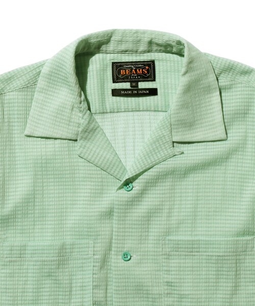 BEAMS PLUS(ビームスプラス)の「メッシュ オープンカラー シャツ(シャツ/ブラウス・メンズ・ミント/ブラック・M/XL/L/S)」の11枚目の写真