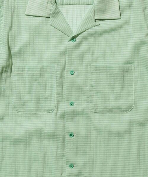 BEAMS PLUS(ビームスプラス)の「メッシュ オープンカラー シャツ(シャツ/ブラウス・メンズ・ミント/ブラック・M/XL/L/S)」の14枚目の写真