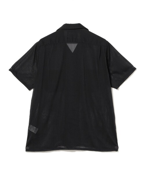 Beamsplus ブラック ロゴ入りシャツ セール】メッシュ オープンカラー シャツ（シャツ/ブラウス
