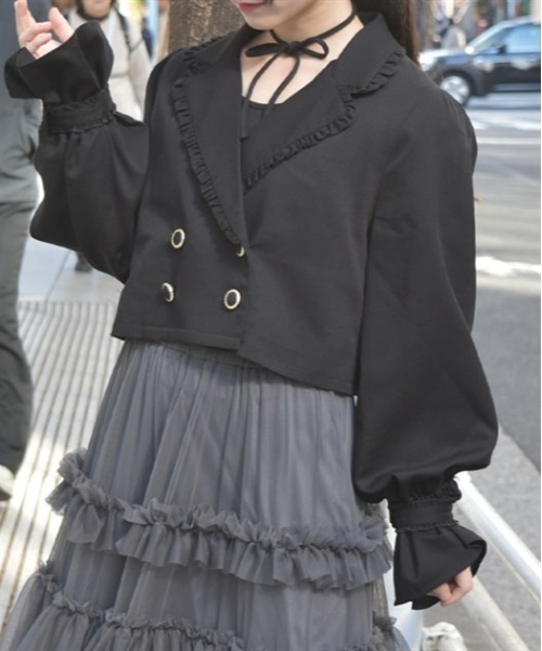 axes femme ジャケット テーラードジャケット レースフリル編上
