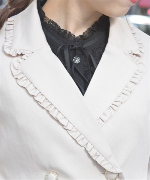 axes femme（アクシーズファム）の「プチフリルショートジャケット（テーラードジャケット・レディース・ブラック/ブルー/キナリ・FREE）」の10枚目の写真