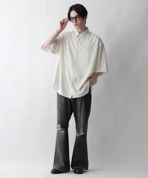 RAGEBLUE(レイジブルー)の「【LUXURY+EASY】<接触冷感>ラグイージー/ドレープルーズ刺繍シャツ(シャツ/ブラウス・メンズ・ホワイト/グレー/ブルー・MEDIUM/LARGE)」の18枚目の写真
