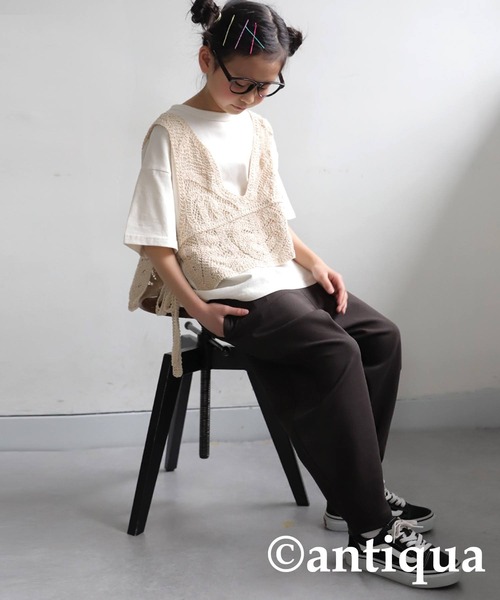 antiqua(アンティカ)の「テーパードパンツ(その他パンツ・キッズ・ダークグリーン/レッド/ライム/ブラウン系その他/ブラック/アイボリー・130/120)」の19枚目の写真