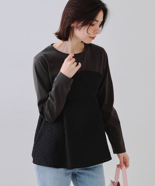 OPAQUE.CLIP（オペークドットクリップ）の「ジャカードビスチェドッキングトップス【洗濯機洗い可】（Tシャツ/カットソー・レディース・ブラック系4/ホワイト系5/チャコール・40/42/38）」の17枚目の写真