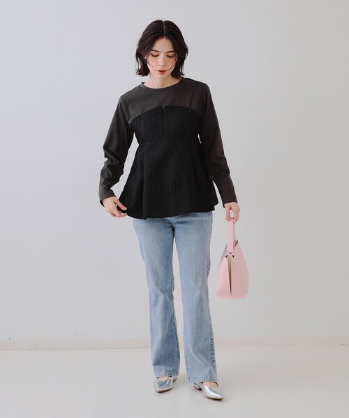 OPAQUE.CLIP（オペークドットクリップ）の「ジャカードビスチェドッキングトップス【洗濯機洗い可】（Tシャツ/カットソー・レディース・ブラック系4/ホワイト系5/チャコール・40/42/38）」の18枚目の写真