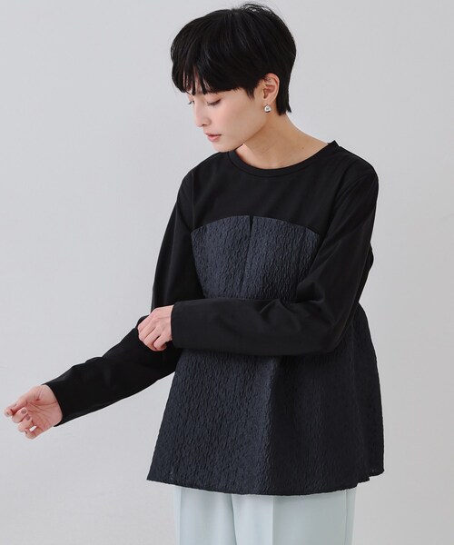 OPAQUE.CLIP（オペークドットクリップ）の「ジャカードビスチェドッキングトップス【洗濯機洗い可】（Tシャツ/カットソー・レディース・ブラック系4/ホワイト系5/チャコール・40/42/38）」の21枚目の写真