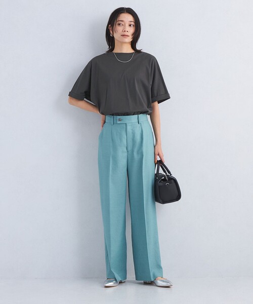tシャツ 「接触冷感」ロールアップスリーブカットソー レディース セール】トリコット ロールアップ スリーブ カットソー -接触冷